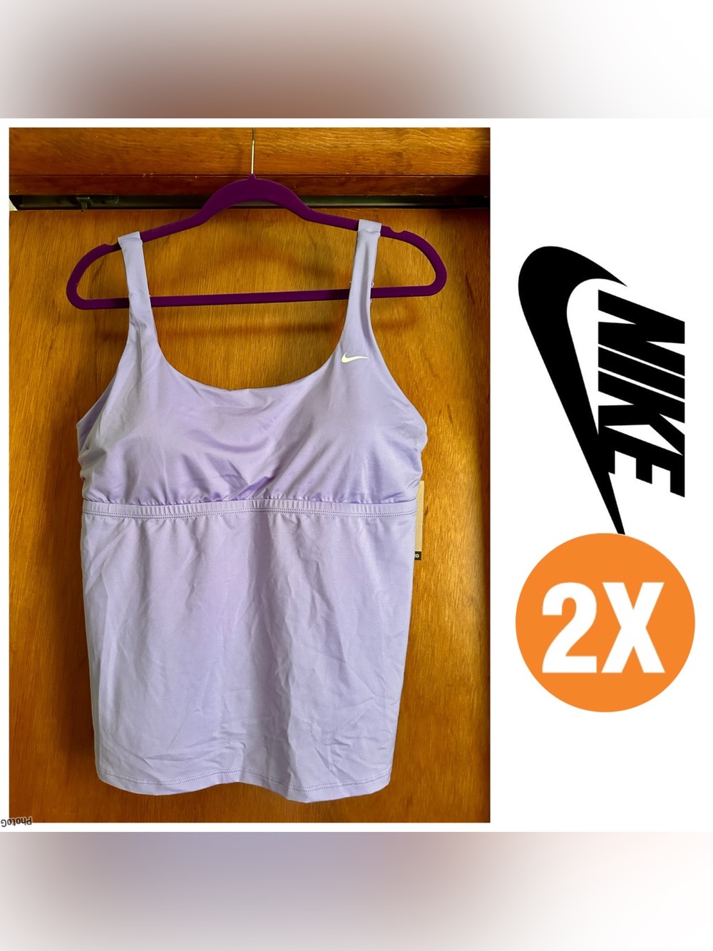 Nike Lavender Purple Women's Plus Size Swim Top Tankini NWT